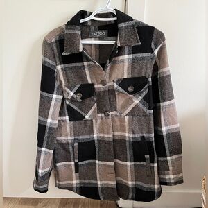 Tan & Black Plaid Shacket/Overshirt